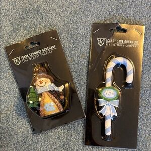 UNC Tar Heels Snowman and Candy Cane Ornament Set